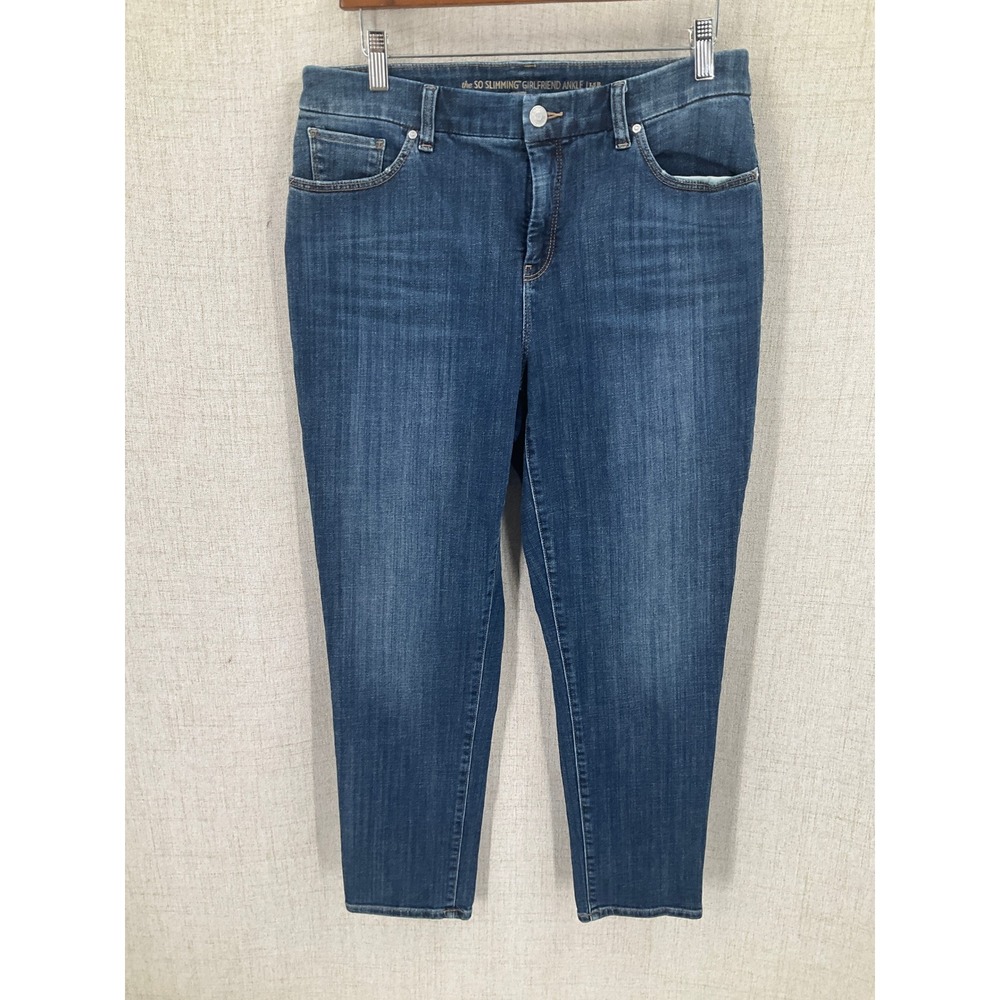Chico's So Slimming Girlfriend Ankle Jeans Women 1.5R Blue Denim Stretch Classic